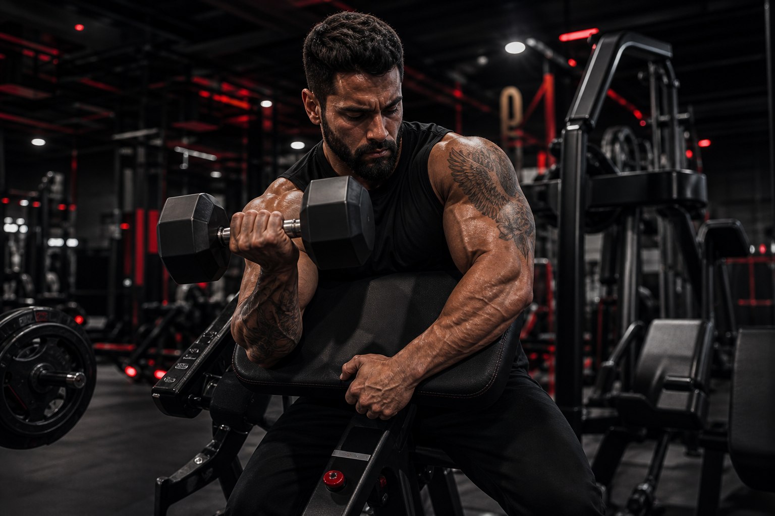 Treino de força em equipamento da academia